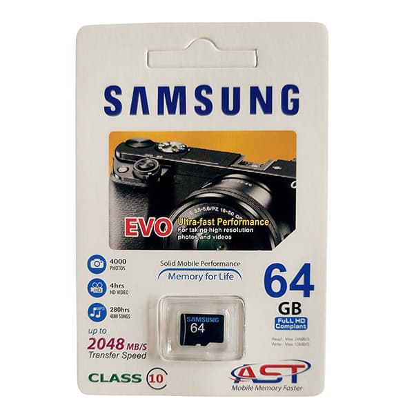 Samsung 64 GB Capacity Class 10 MicroSD Memory Card