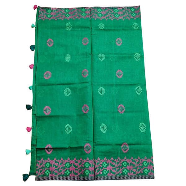 Green Half-Silk Jamdani Saree for Women