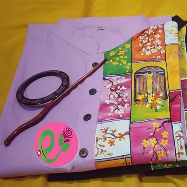 Hand Paint Panjabi Pinkish Purple Color