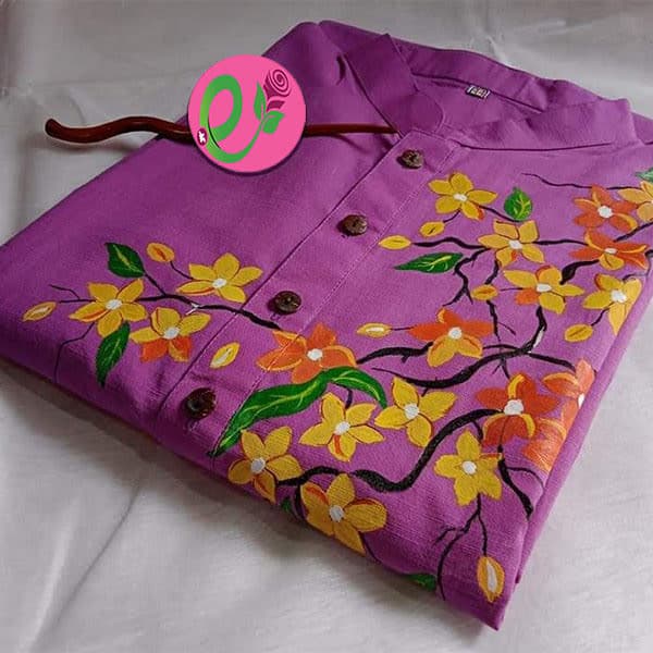 Hand Paint Panjabi Light Plum Color