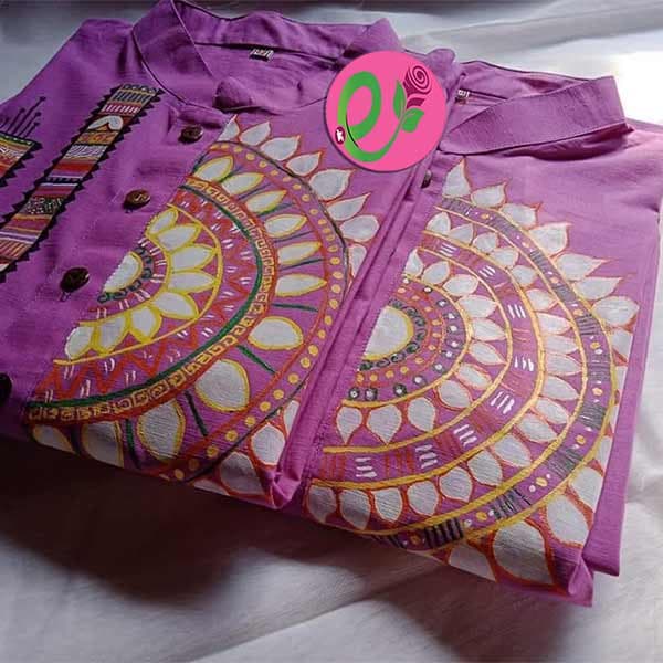 Hand Paint Panjabi Magenta Color