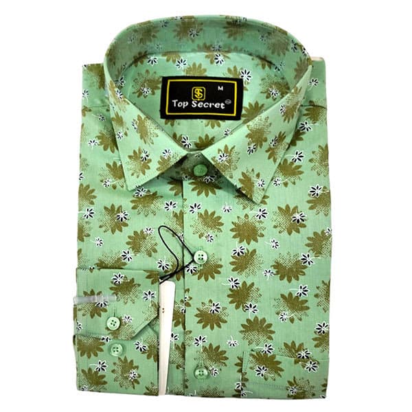 Indian Cotton Full Shirt - Light Green Color