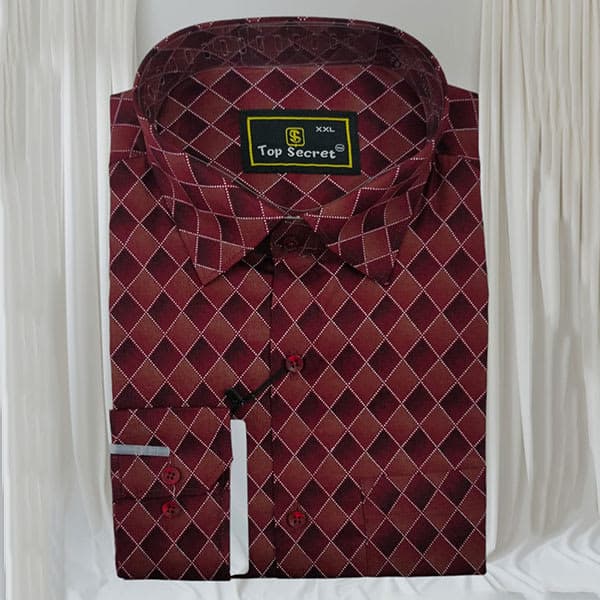 Indian Cotton Full Shirt Pinkish Red